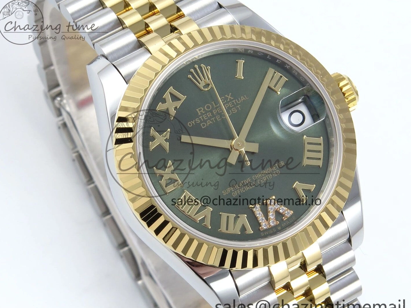 1221 DateJust 31 278273 ARF 1:1 Best Edition 904L Steel Green Roman Diamonds Dial on SS YG Jubilee Bracelet ETA Flexible 572